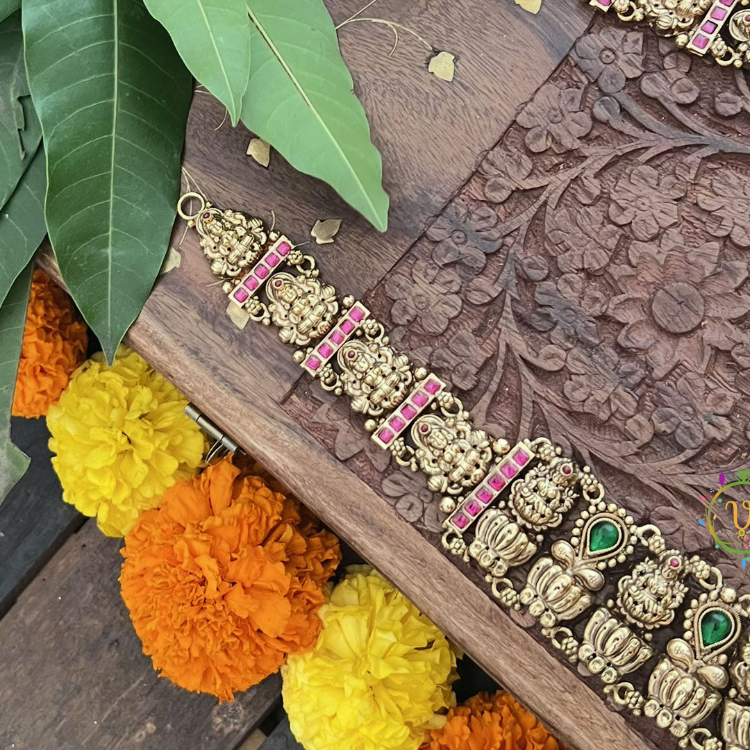 Vriksham Grand Antique Temple Lotus Lakshmi Style 1 gm Gold Long Neckpiece-G20304