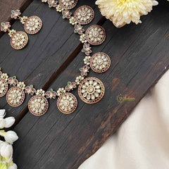 Vriksham Elegant Bridal Gold Plated Floral Coin-Red White & Green-G21086