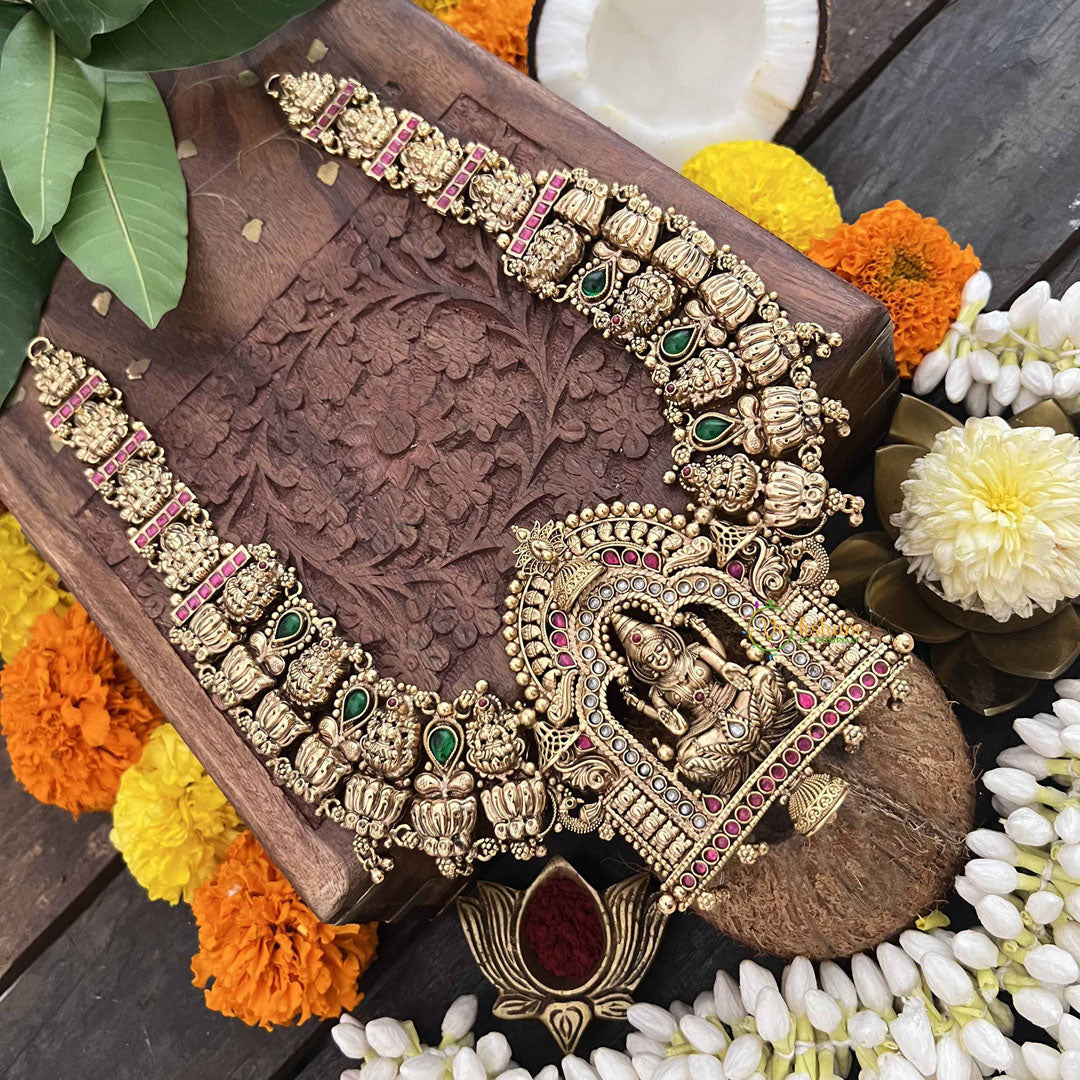 Vriksham Grand Antique Temple Lotus Lakshmi Style 1 gm Gold Long Neckpiece-G20304