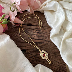 Red Stone Gold Look Alike Palakka Neckpiece-SIngle Pendant-G13282