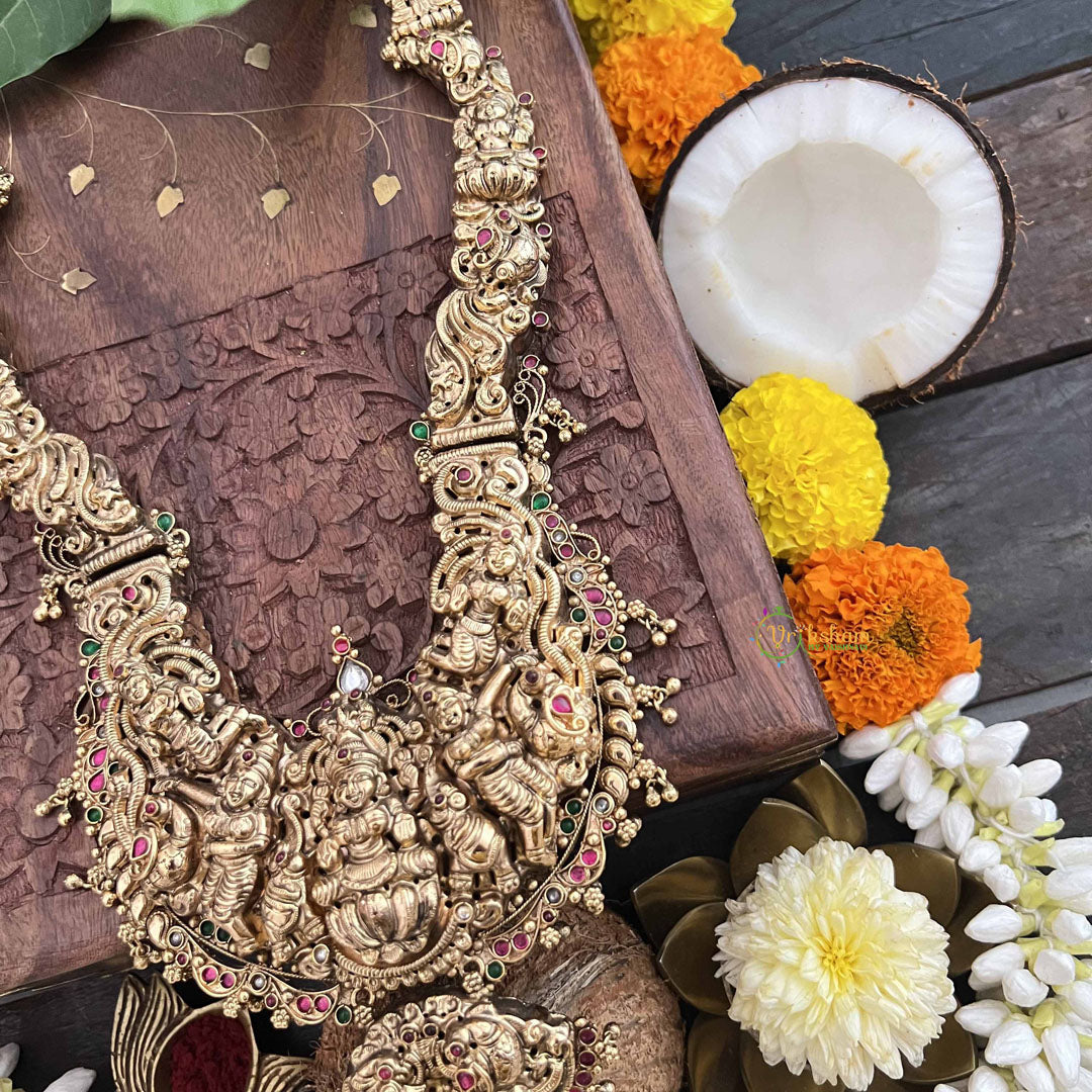 Vriksham Antique Gold Temple Style 1 gm Gold Haram-Gold Bead-G20307