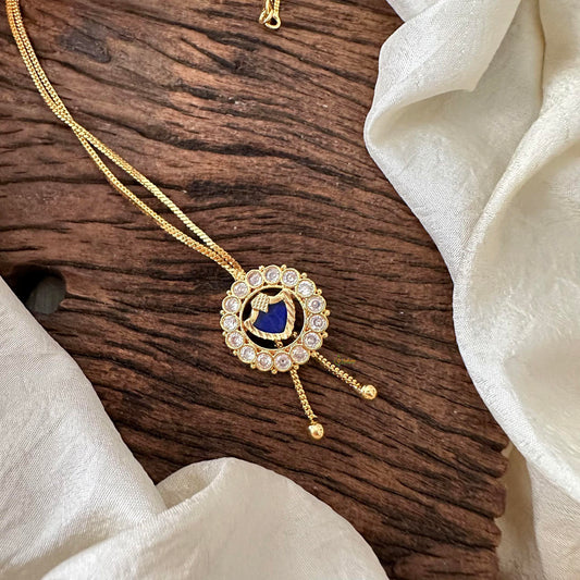 Blue Stone Gold Look Alike Palakka Neckpiece-SIngle Pendant-G13283