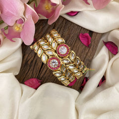 Vriksham Unique Gold Look Alike Kundan Bangle-Screw Type Bangles-Leaf-G16503