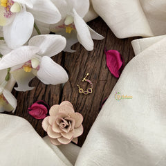 Vriksham Designer Round Naths/Nose pin-Red-G18709