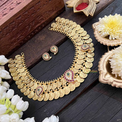 Vriksham Classic Gold Double Layered Lakshmi Coin Short Neckpiece-G21065