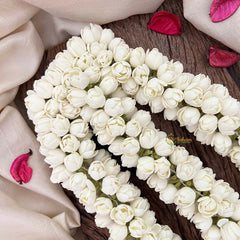 Vriksham Traditional White Mallipoo Triple Row Hair Garland Flower Accessories-KH1324