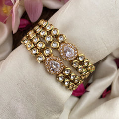 Vriksham Gold Look Alike Kundan Bangle-Screw Type Bangles-White-G16506