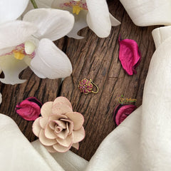 Vriksham Antique Floral Golden Naths/Nose pin-Red-G18618