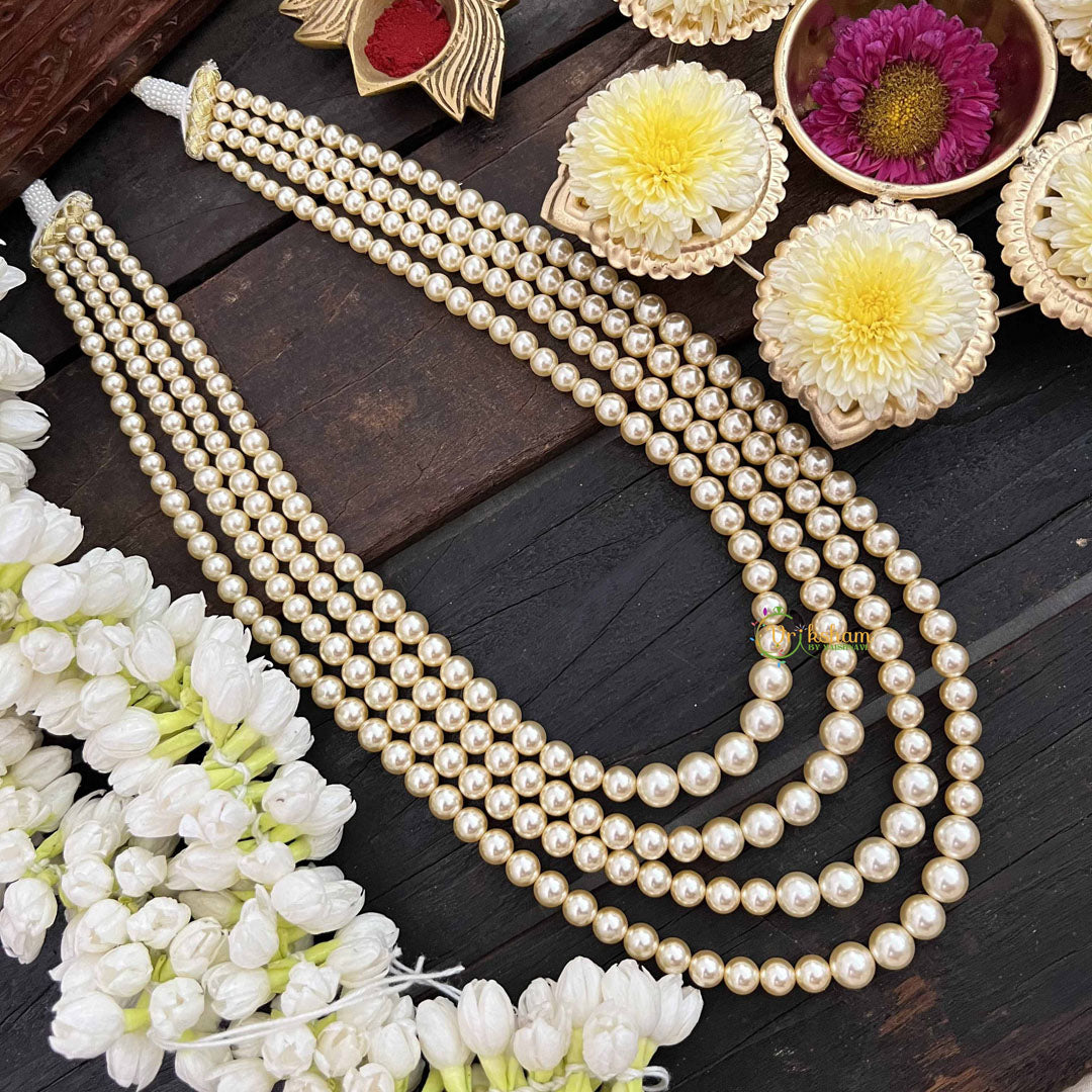 Vriksham Classic Nita Ambani Style Multi Stand 4 Layered  Pearls Neckpiece-G21080