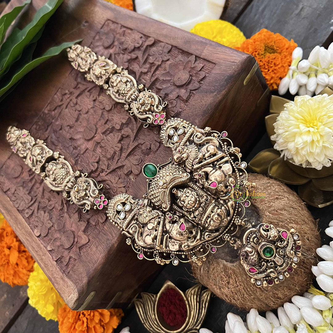 Vriksham Classic Bridal Lakshmi With Lion Style 1 gm Gold Long Neckpiece-G20303
