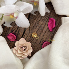 Vriksham Antique Floral Golden Naths/Nose pin-Red White-G18617