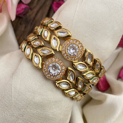 Vriksham Unique Gold Look Alike Kundan Bangle-Screw Type Bangles-Leaf-G16507