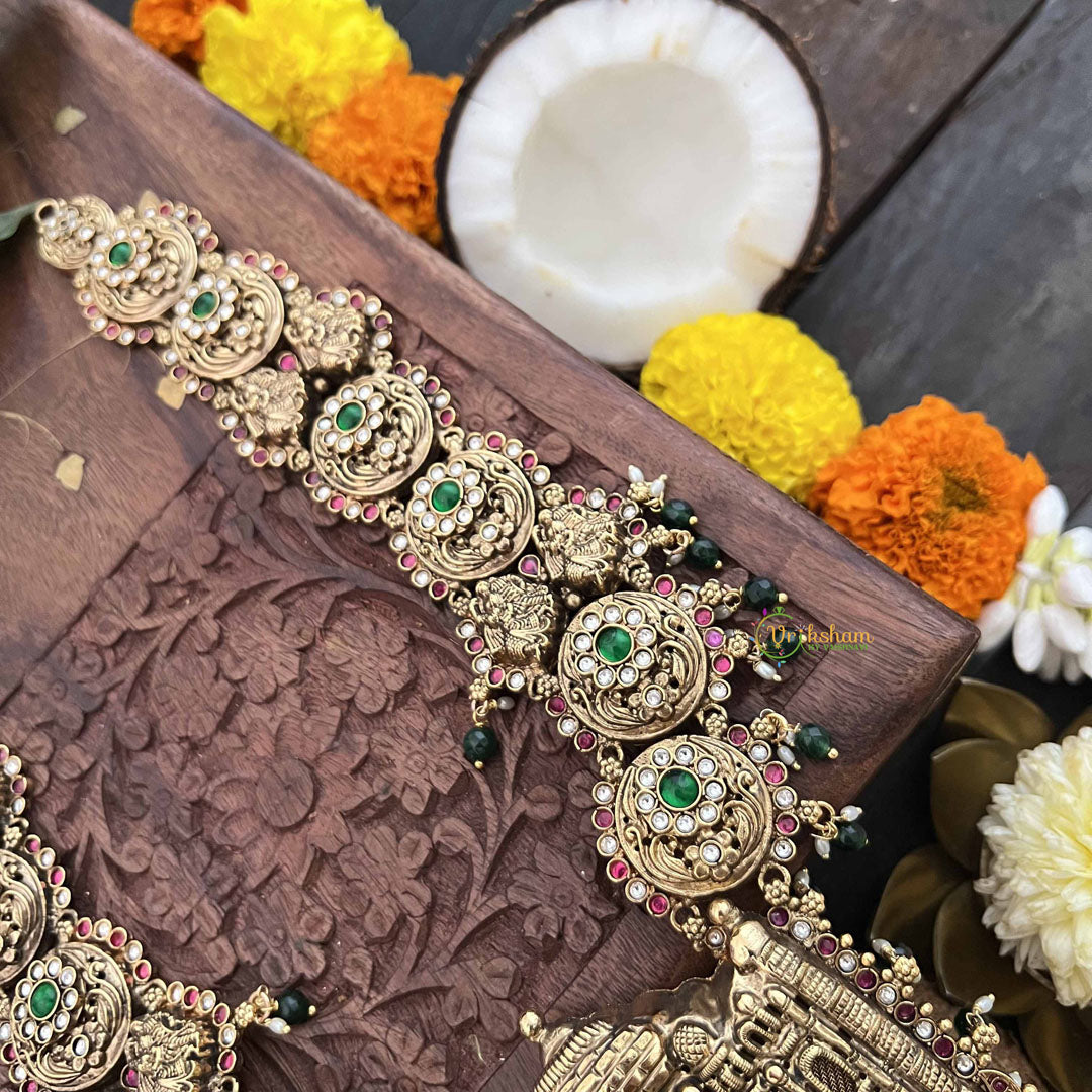 Vriksham Taj Mahal Heritage Temple With Floral Style 1 gm Gold Long Neckpiece-G20302