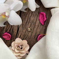 Vriksham Designer Golden Naths/Nose pin-Red White & Green-G18629