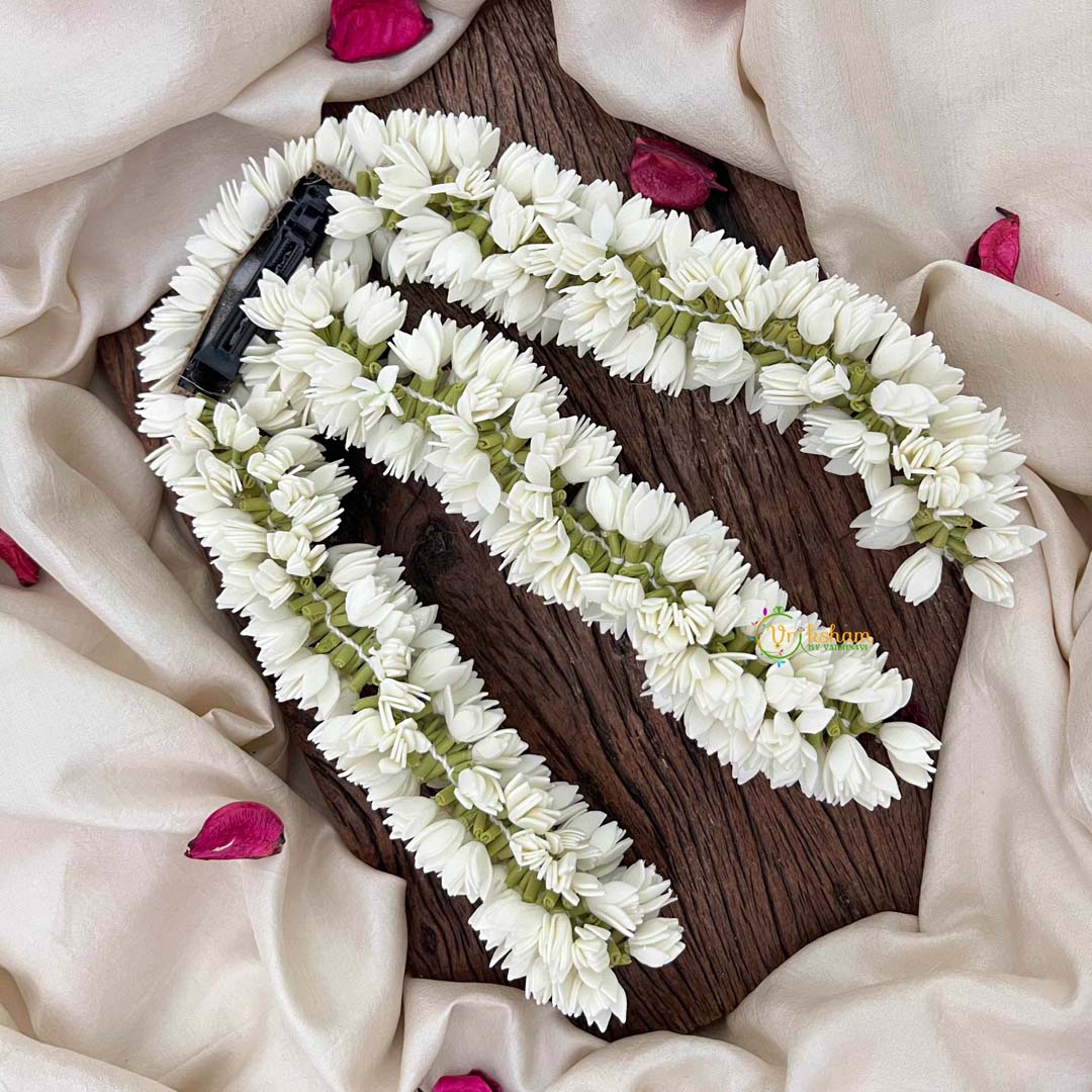 Vriksham Premium Triple-Layered Jasmine Bud Hair Extension Flower Accessories-KH1325