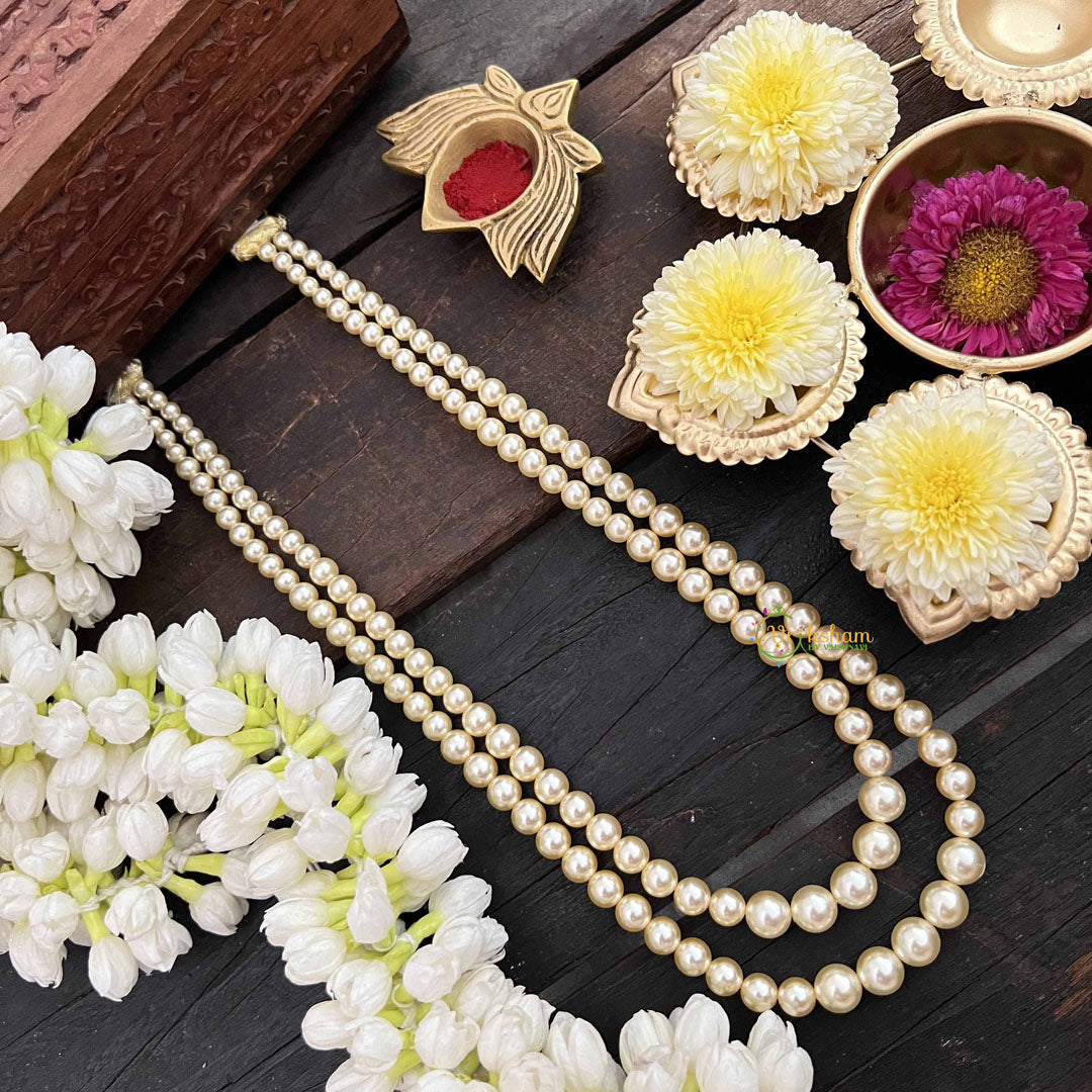 Vriksham Classic Nita Ambani Style Multi Stand 2 Layered  Pearls Neckpiece-G21082