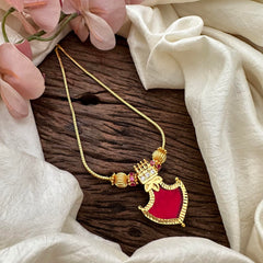 Traditional Kerala Palakka Pendant Neckpiece-Red-G13285