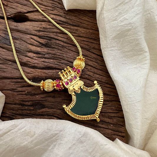 Traditional Kerala Palakka Pendant Neckpiece-Green-G13286