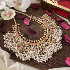 Jadau Kundan Floral Guttapusalu-Rice Pearl-J2394