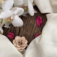 Vriksham Designer Square Golden Naths/Nose pin-Red-G18626