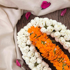 Vriksham Classic Triple-Layered Jasmine Bud & Orange Flower Hair Extension Flower Accessories-KH1326