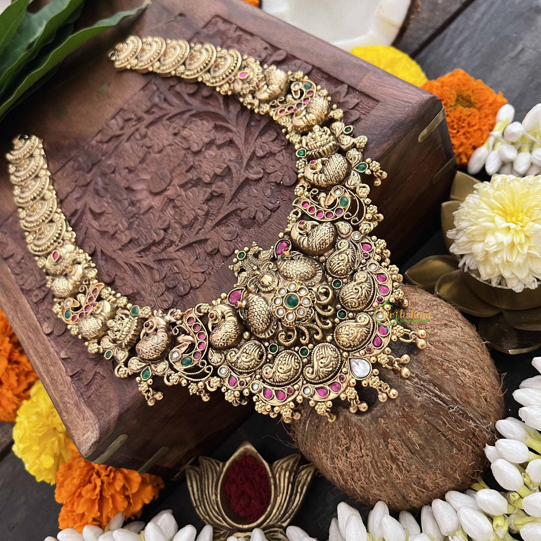 Vriksham Unique Dual Peacock 1 gm gold Neckpiece-G20310
