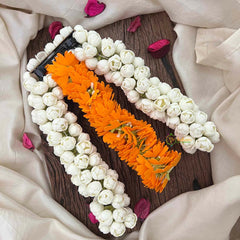 Vriksham Classic Triple-Layered Jasmine Bud & Orange Flower Hair Extension Flower Accessories-KH1326