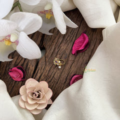 Vriksham Golden Naths/Nose pin-Tear Drop-Red Green & White-Pearl-G18620