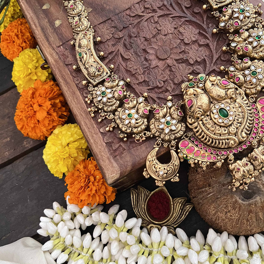 Vriksham Elegant Peacock With Floral Style 1 gm Gold Neckpiece-G20300