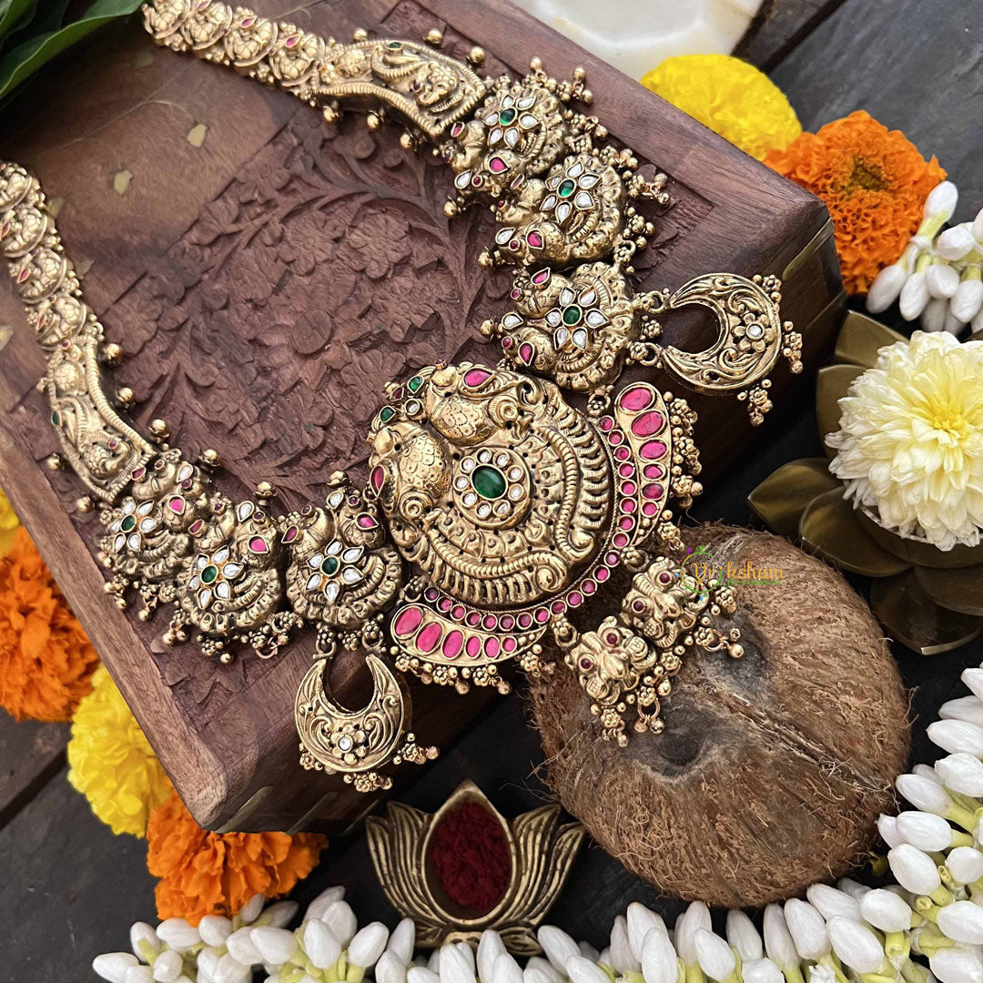 Vriksham Elegant Peacock With Floral Style 1 gm Gold Neckpiece-G20300