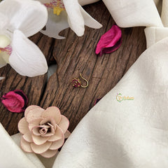 Vriksham Designer Floral Golden Naths/Nose pin-Red-G18623