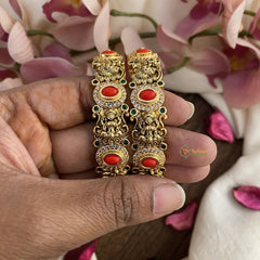 Vriksham Exquisite Lakshmi Peacock Bangles-Coral-G16528