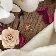 Vriksham Exquisite Floral AD Stone Nath/Nose pin-Red-G17412