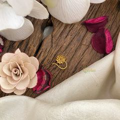 Vriksham Exquisite Floral AD Stone Nath/Nose pin-Red-G17412