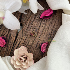 Vriksham Diamod Shape Golden Naths/Nose pin-Red-G18641