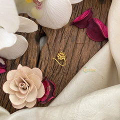 Vriksham Exquisite Floral AD Stone Nath/Nose pin-Red Green & White-G17414