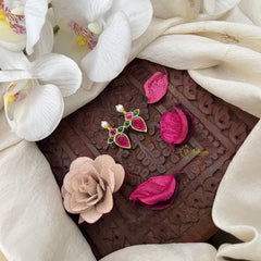 Vriksham Gulab Drop Bugdi Kundan Jadau Press Bugadi-Red Green-Pearl-J3502