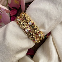 Vriksham Premium Gold Look Alike Peacock Bangles-Red Green-G16523