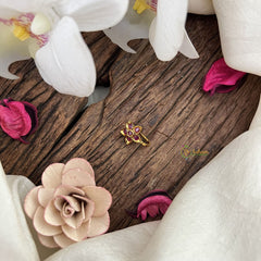 Vriksham Flower Golden Naths/Nose pin-Red-G18634