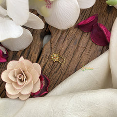 Vriksham Antique Designer AD Stone Nath/Nose pin-Red White & Green-G17420