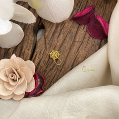 Vriksham Antique Designer AD Stone Nath/Nose pin-Red White & Green-G17420