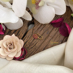 Vriksham Floral AD Stone Nath/Nose pin-Red-G17415