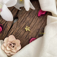 Vriksham Flower Golden Naths/Nose pin-White Red-G18635