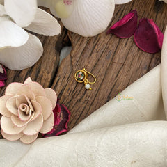 Vriksham Circle Shaped AD Stone Nath/Nose pin-White Red & Green-G17372