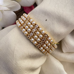 Vriksham Premium AD Pearl Bangles-Gold-G16531