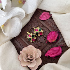 Vriksham Dewdrop Glam Kundan Jadau Press Bugadi-Red Green & White-J3513