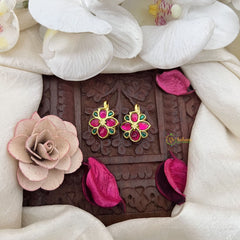 Vriksham Dewdrop Glam Kundan Jadau Press Bugadi-Red Green-J3514