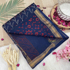 Vriksham Royal Blue Maheshwari Silk Cotton Saree-Handloom Maheshwari Saree-VS4943