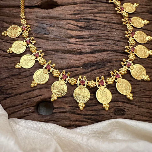 Premium Lakshmi Coin Kaasu Mala Short Neckpiece-G13304