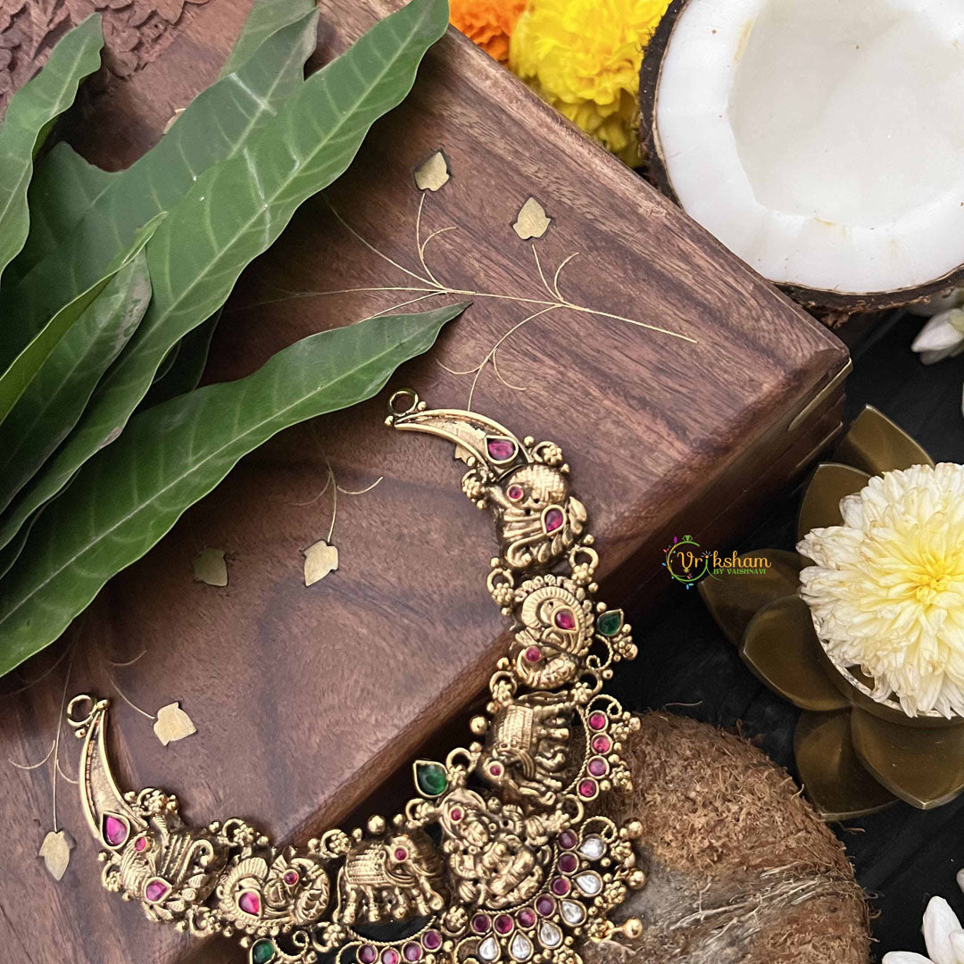 Vriksham Traditional Lakshmi With Dual Elephant 1 gm Gold Finish Choker-Gold Bead-G20320